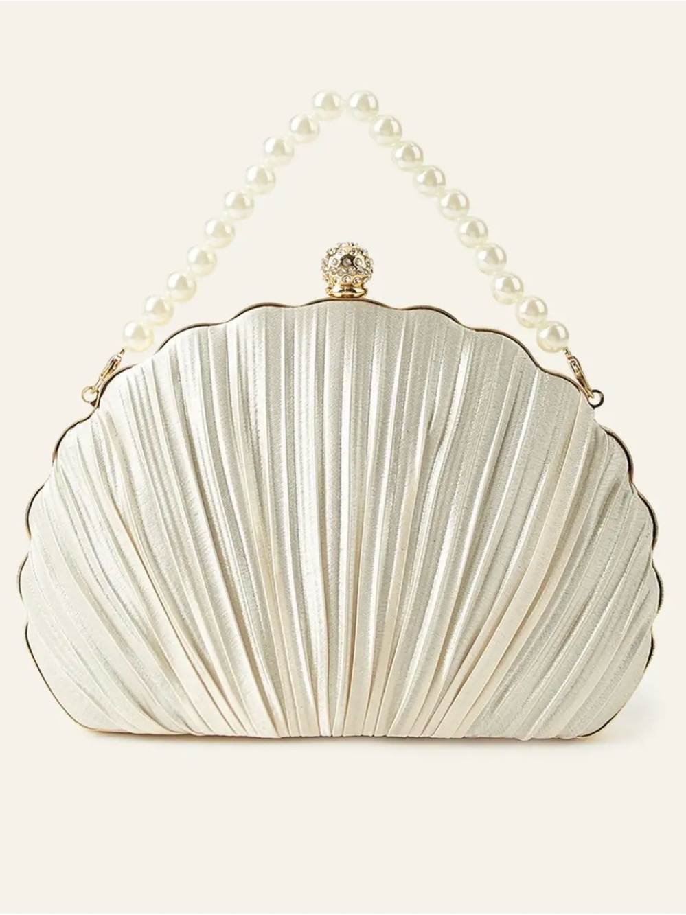 Azazie Pearl-Handle Shell Clutch Handbag - Ivory NWT